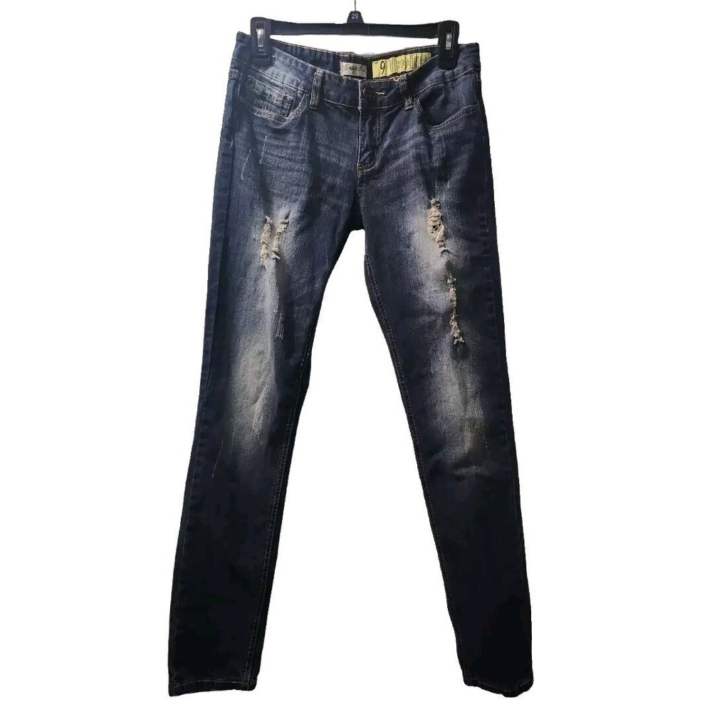 Indigo Rein Distressed Skinny Jeans Dark Wash‎ Denim Juniors Size 9